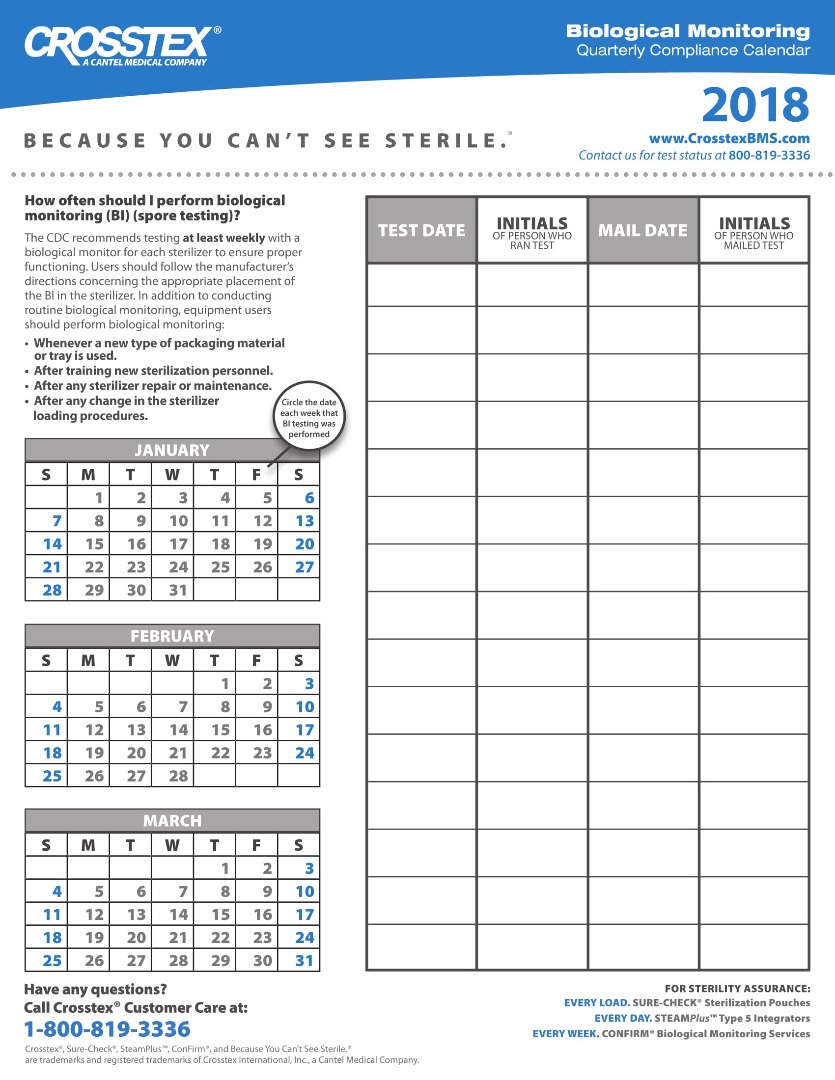 Sterilization Compliance Calendar 2025